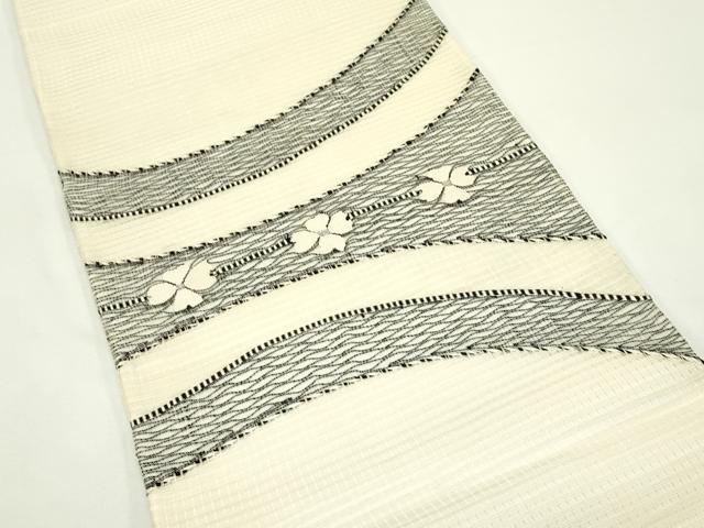 平和屋着物*夏物 太鼓柄袋帯 すくい織 舞花文 銀糸 正絹 逸品 CABK6860rv