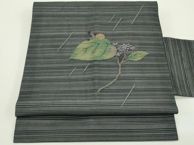 平和屋着物*夏物 九寸名古屋帯 カタツムリ 銀糸 正絹 逸品 CABK6861rv