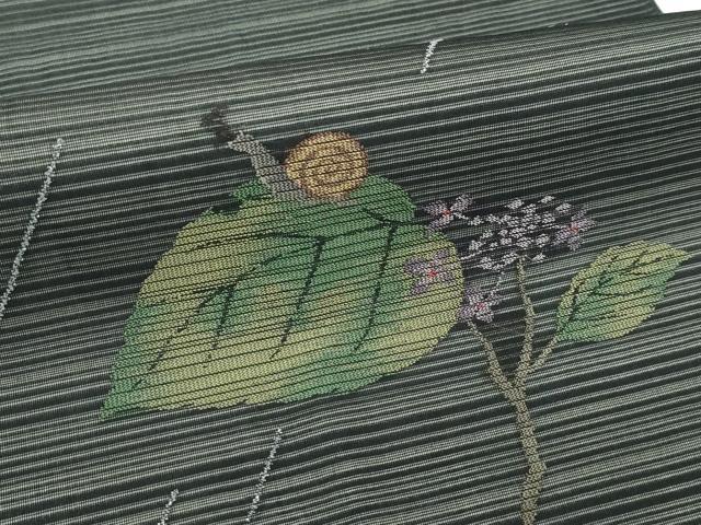 平和屋着物*夏物 九寸名古屋帯 カタツムリ 銀糸 正絹 逸品 CABK6861rv