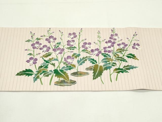 平和屋着物*夏物 手描き友禅作 腰原淳策 絽塩瀬 九寸名古屋帯 草花文 正絹 逸品 CABK6868rv