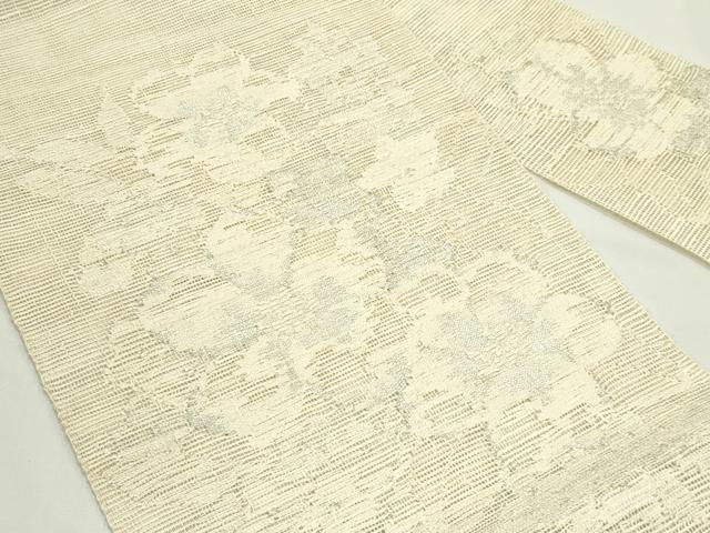 平和屋着物*夏物 八寸名古屋帯 草花文 銀糸 正絹 逸品 CABK6872rv