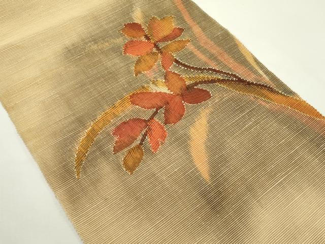 平和屋着物*夏物 西陣 八寸名古屋帯 枝葉文 証紙付き 正絹 逸品 CABK6875rv