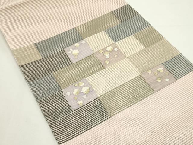 平和屋着物*夏物 八寸名古屋帯 絽綴れ 幾何学文様 金銀糸 正絹 逸品 未使用 CABK6878rv