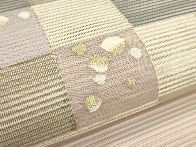 平和屋着物*夏物 八寸名古屋帯 絽綴れ 幾何学文様 金銀糸 正絹 逸品 未使用 CABK6878rv