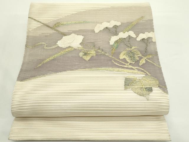 平和屋着物*夏物 八寸名古屋帯 絽綴れ 草花文 金糸 正絹 逸品 CABK6888rv