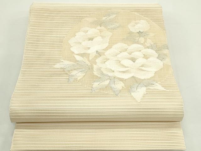 平和屋着物*夏物 西陣 八寸名古屋帯 絽綴れ 枝牡丹 銀糸 正絹 逸品 CABK6889rv