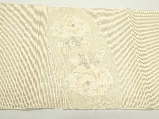 平和屋着物*夏物 西陣 八寸名古屋帯 絽綴れ 枝牡丹 銀糸 正絹 逸品 CABK6889rv