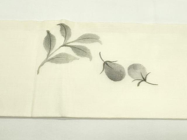 平和屋着物*夏物 九寸名古屋帯 手描き 成り物 茄子 団扇 正絹 逸品 CABK6896rv