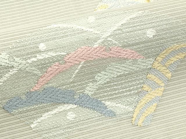 平和屋着物*夏物 九寸名古屋帯 唐織 地紙雪芝兎文 銀糸 正絹 逸品 CABK6898rv