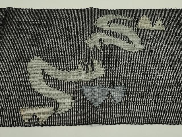 平和屋着物*夏物 八寸名古屋帯 遠山流水文 黒地 正絹 逸品 CABK6901rv