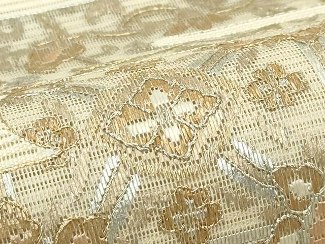 平和屋着物*夏物 つけ帯 絽綴れ 絽刺し 区限刺繍 エ霞草花文 金銀糸 正絹 逸品 CABK6912rv