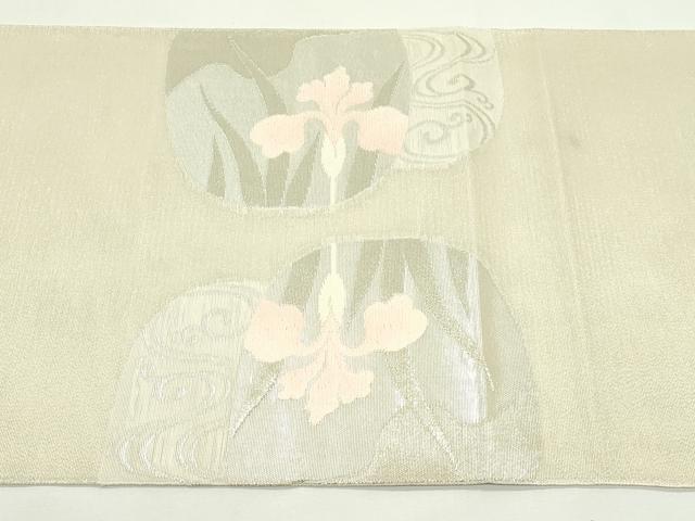 平和屋着物*夏物 太鼓柄袋帯 流水花丸文 銀糸 正絹 逸品 未使用 CABK6915rv