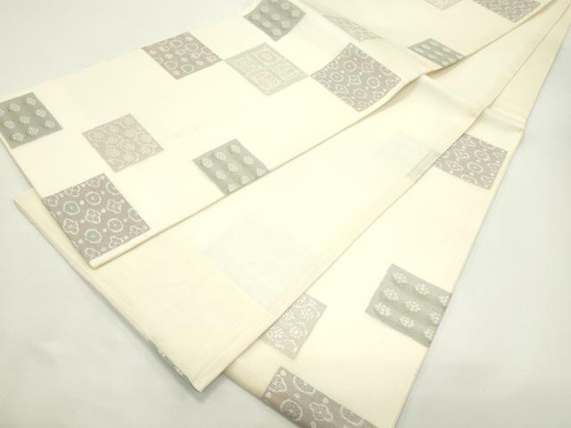 平和屋着物*夏物 六通柄袋帯 色紙花文 銀糸 正絹 逸品 未使用 CABK6918rv