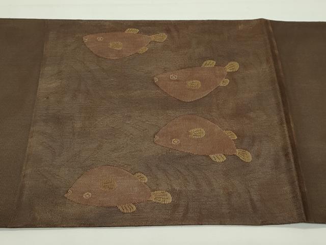 平和屋着物*夏物 太鼓柄袋帯 フグ 正絹 逸品 未使用 CABK6941rv