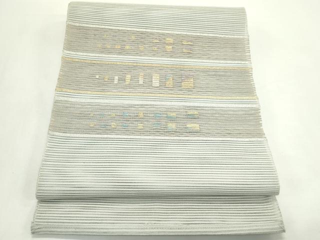 平和屋着物*夏物 八寸名古屋帯 絽綴れ 横段文 金銀糸 正絹 逸品 CABK6951rv