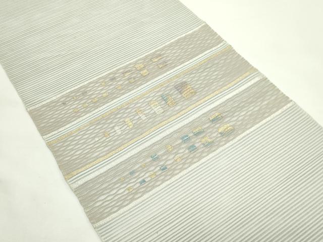 平和屋着物*夏物 八寸名古屋帯 絽綴れ 横段文 金銀糸 正絹 逸品 CABK6951rv
