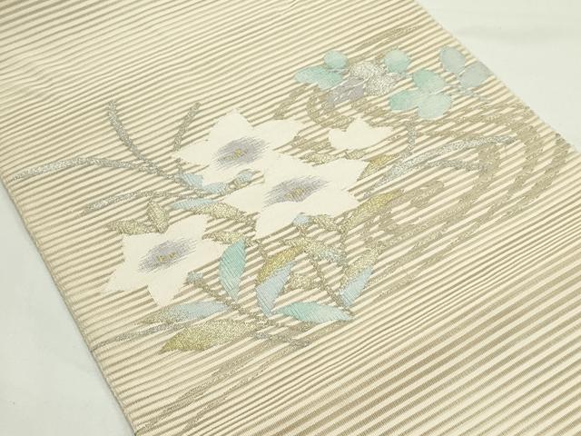 平和屋着物*夏物 八寸名古屋帯 絽綴れ 桔梗 萩 金銀糸 正絹 逸品 CABK6971rv