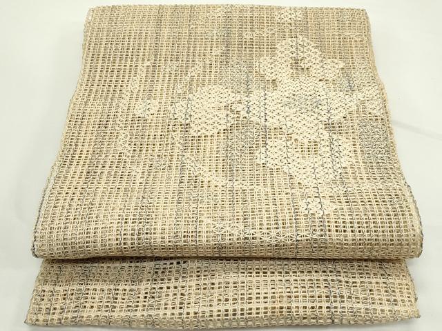 平和屋着物*夏物 八寸名古屋帯 羅 正倉院花文 銀糸 正絹 逸品 CABK6974rv