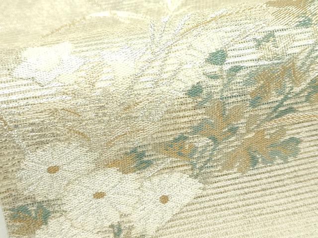 平和屋着物*夏物 九寸名古屋帯 草花文 金銀糸 正絹 逸品 CABK6988rv