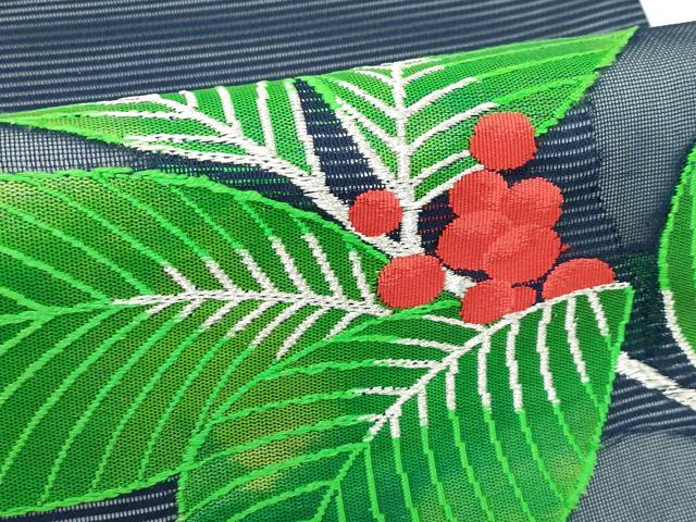 平和屋着物*夏物 九寸名古屋帯 南天文 銀糸 正絹 逸品 CABK6989rv