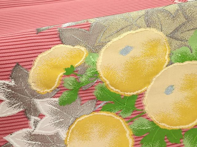 平和屋着物*夏物 八寸名古屋帯 絽綴れ 万寿菊 楓 金銀糸 正絹 逸品 未使用 CABK7039rv