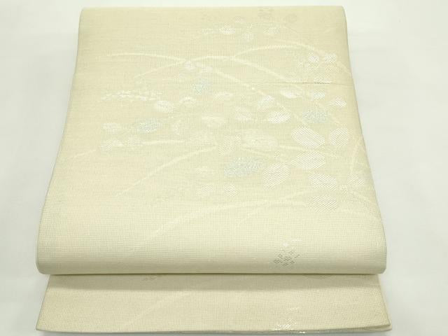 平和屋着物*夏物 六通柄袋帯 萩 銀糸 正絹 逸品 CABK7050rv