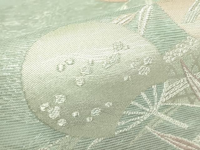 平和屋着物*夏物 六通柄袋帯 団扇草木文 銀糸 正絹 逸品 CABK7053rv