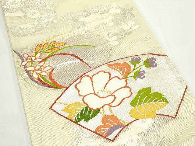 平和屋着物*夏物 西陣 まいづる謹製 六通柄袋帯 地紙草花丸文 金銀糸 証紙付き 正絹 逸品 未使用 CABK7055rv
