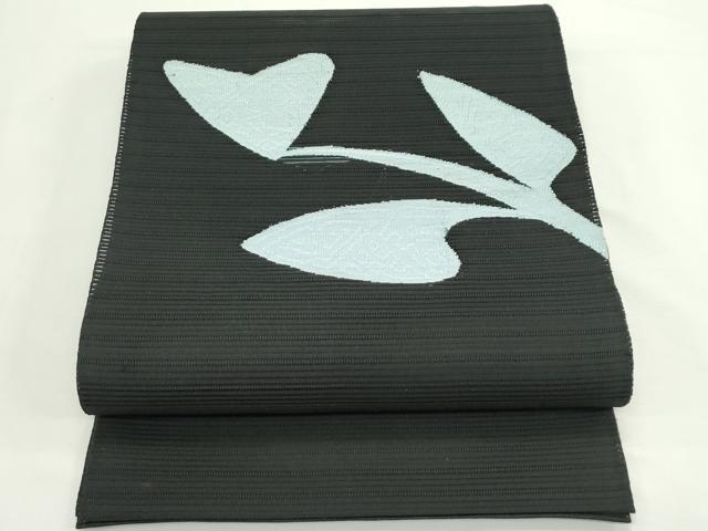 平和屋着物*夏物 八寸名古屋帯 絽綴れ 草木文 黒地 正絹 逸品 CABK7057rv