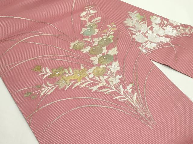 平和屋着物*夏物 九寸名古屋帯 秋草文 銀糸 逸品 CABK7069rv