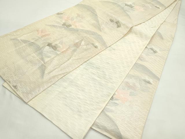 平和屋着物*夏物 六通柄袋帯 すくい織 桔梗 萩 銀糸 正絹 逸品 CABK7080rv