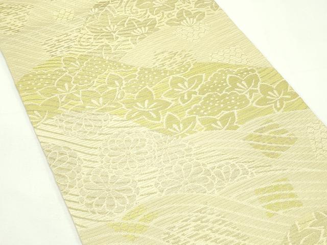 平和屋着物*夏物 西陣 川島織物 六通柄 本袋帯 立波草花文 金糸 正絹 逸品 未使用 CABK7086rv
