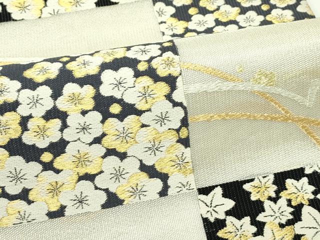 平和屋着物*夏物 両面 六通柄袋帯 唐織 市松梅楓文 金銀糸 正絹 逸品 未使用 CABK7087rv