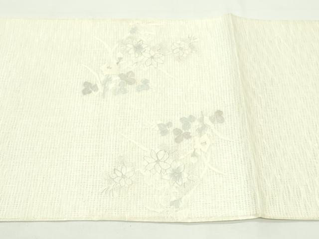 平和屋着物*夏物 太鼓柄袋帯 すくい織 秋草文 銀糸 正絹 逸品 未使用 CABK7092rv