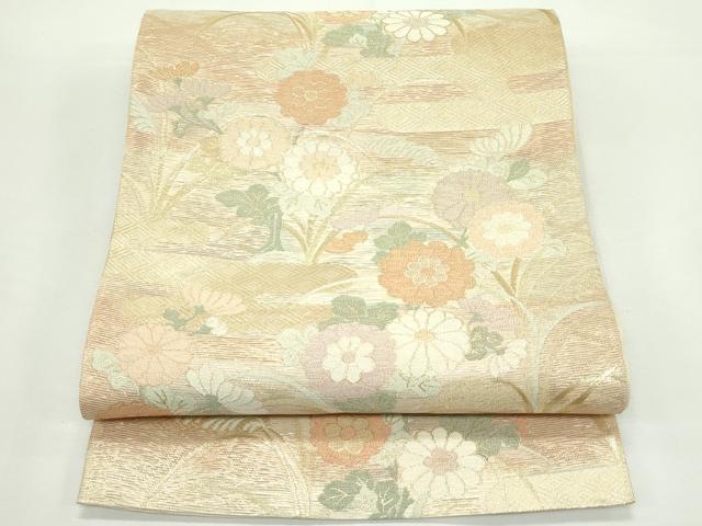 平和屋着物*夏物 六通柄袋帯 菊エ霞文 金糸 正絹 逸品 CABK7098rv
