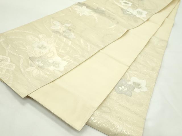 平和屋着物*夏物 六通柄袋帯 草花筏文 銀糸 正絹 逸品 CABK7100rv