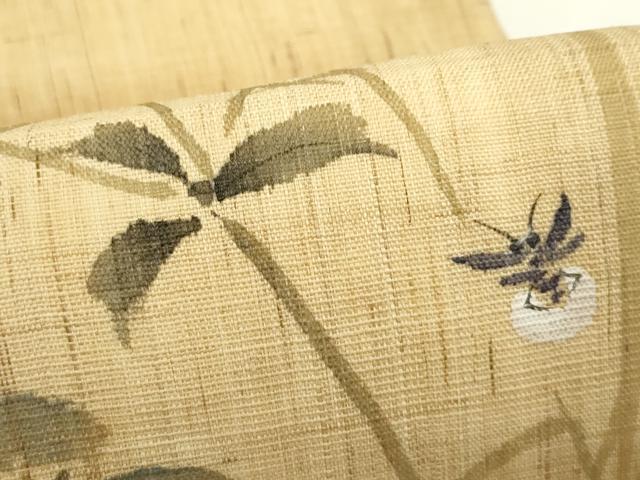 平和屋着物*夏物 九寸名古屋帯 手描き 女郎花 蛍 麻 逸品 CABK7107rv