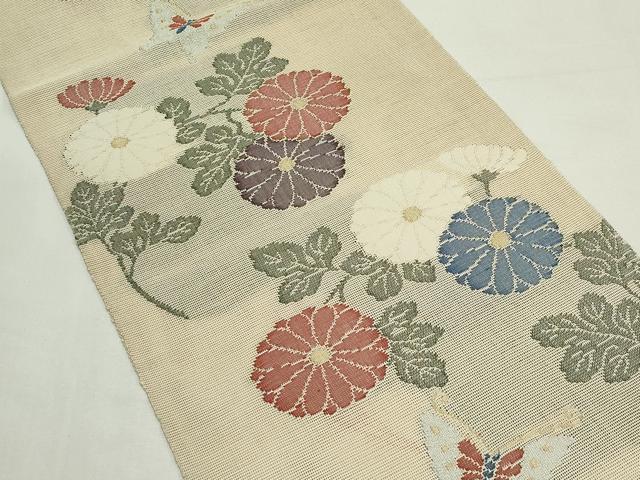 平和屋着物*夏物 八寸名古屋帯 菊舞蝶文 金銀糸 正絹 逸品 CABK7112rv
