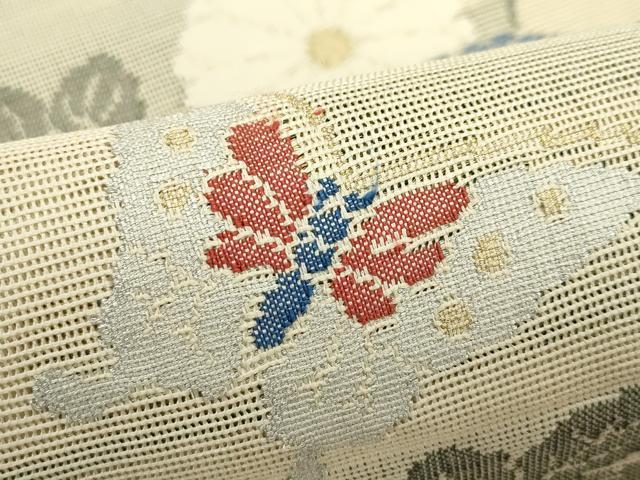 平和屋着物*夏物 八寸名古屋帯 菊舞蝶文 金銀糸 正絹 逸品 CABK7112rv