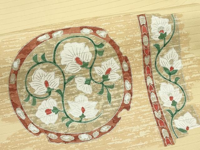 平和屋着物*夏物 九寸名古屋帯 花絵皿文 銀彩 CABK7127rv