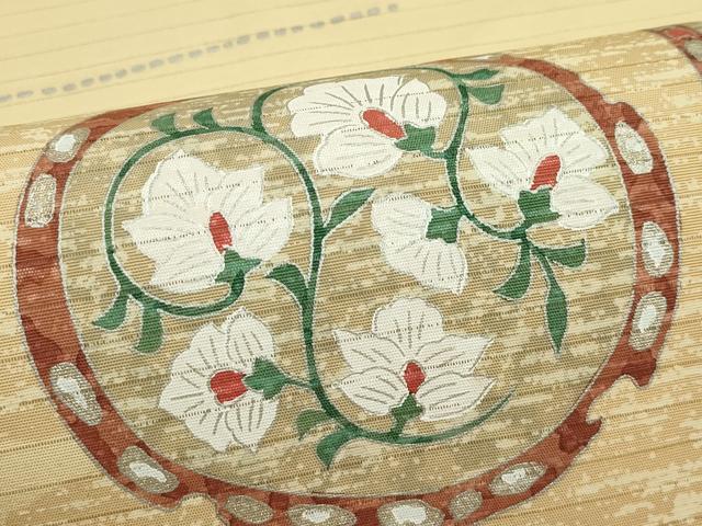 平和屋着物*夏物 九寸名古屋帯 花絵皿文 銀彩 CABK7127rv