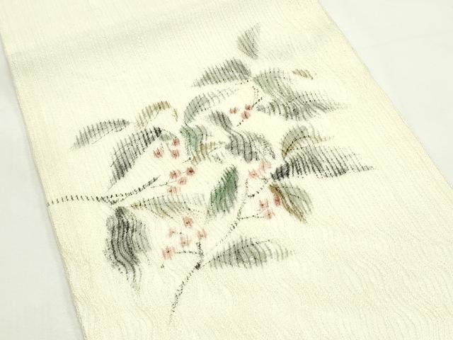 平和屋着物*夏物 九寸開き名古屋帯 手描き 南天文 正絹 逸品 CABK7129rv