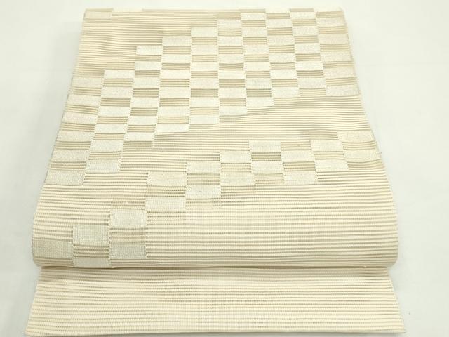 平和屋着物*夏物 八寸名古屋帯 絽綴れ 市松文様 金銀糸 正絹 逸品 CABK7131rv