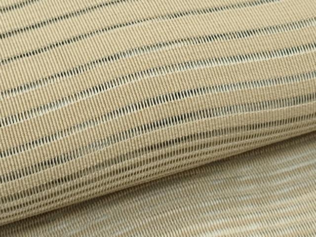 平和屋着物*夏物 八寸名古屋帯 絽綴れ よろけ縞 バフ色 正絹 逸品 CABK7132rv