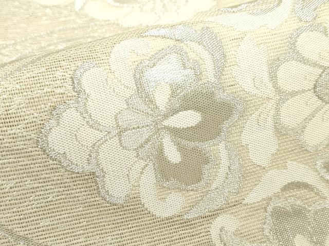 平和屋着物*夏物 六通柄袋帯 正倉院花文 銀糸 正絹 逸品 CABK7137rv
