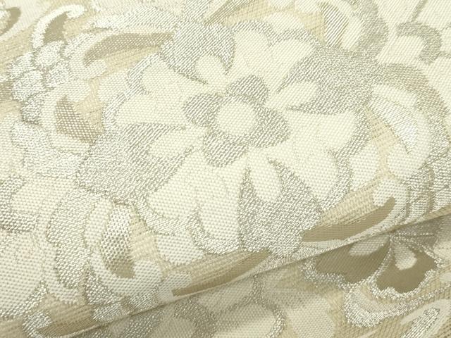 平和屋着物*夏物 六通柄袋帯 正倉院花文 銀糸 正絹 逸品 CABK7137rv