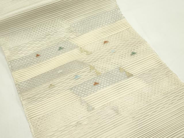 平和屋着物*夏物 八寸名古屋帯 絽綴れ 横段文 金銀糸 正絹 逸品 CABK7141rv