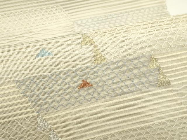 平和屋着物*夏物 八寸名古屋帯 絽綴れ 横段文 金銀糸 正絹 逸品 CABK7141rv