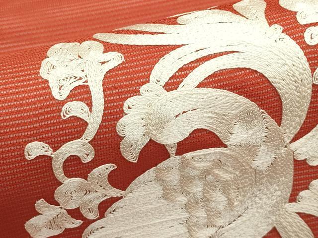 平和屋着物*夏物 九寸名古屋帯 総刺繍 鳳凰花唐草文 正絹 逸品 未使用 CABK7157rv