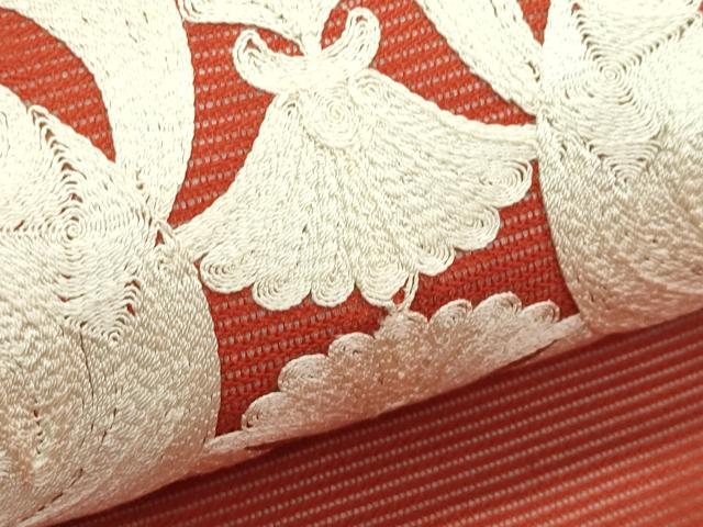 平和屋着物*夏物 九寸名古屋帯 総刺繍 鳳凰花唐草文 正絹 逸品 未使用 CABK7157rv